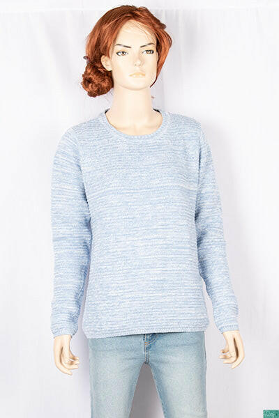 Ladies full sleeve casual fit round neck knitwear.
