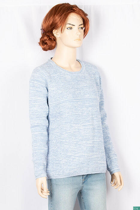 Ladies full sleeve casual fit round neck knitwear.