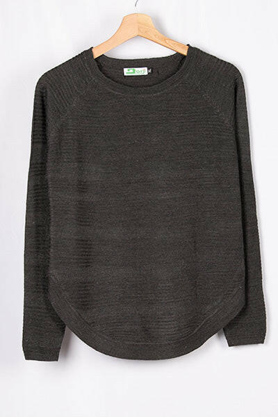 Ladies full sleeve casual fit round neck knitwear.
