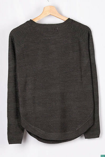 Ladies full sleeve casual fit round neck knitwear.