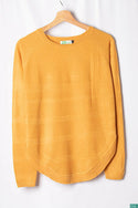 Ladies full sleeve casual fit round neck knitwear.
