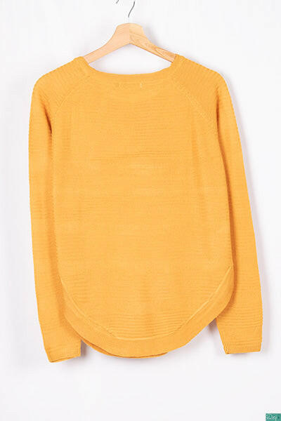 Ladies full sleeve casual fit round neck knitwear.