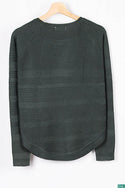 Ladies full sleeve casual fit round neck knitwear.