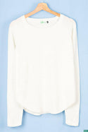 Ladies full sleeve casual fit round neck knitwear.