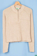 Ladies full sleeve casual fit round neck 1/4 zip Sweater.