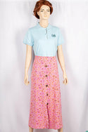 Ladies casual fit mid length stretchy, stylish middle split skirts with buttons.