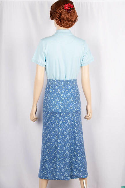 Ladies casual fit mid length stretchy, stylish middle split skirts with buttons.