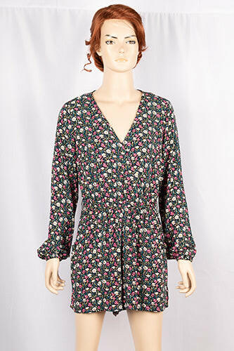 Ladies casual fit V neck full sleeve stylish romper with pockets in various printed colours
