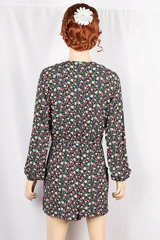 Ladies casual fit V neck full sleeve stylish romper with pockets in various printed colours