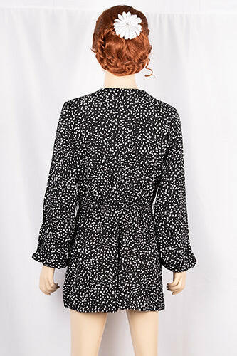 Ladies casual fit V neck full sleeve stylish romper with pockets in various printed colours