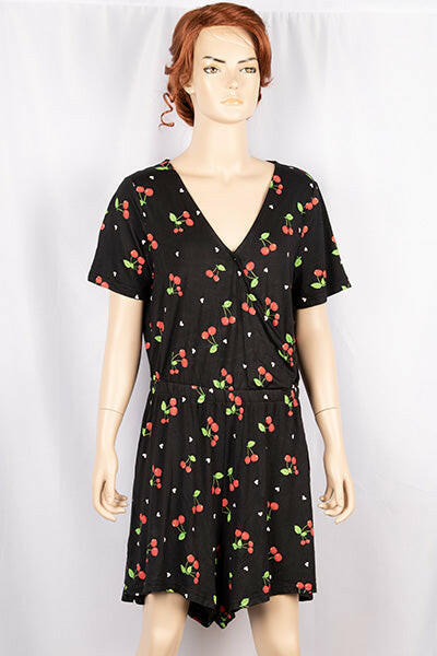 Ladies casual fit cris-cross V neck short sleeve stylish romper.