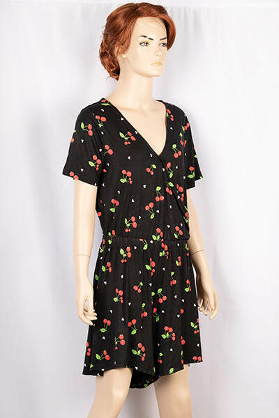 Ladies casual fit cris-cross V neck short sleeve stylish romper.