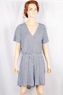 Ladies casual fit cris-cross V neck short sleeve stylish romper.