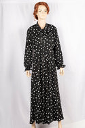 Ladies cuffed neck with lace Smokey ruffles full sleeve long gown dress in various colours print with a wide beautiful flare.