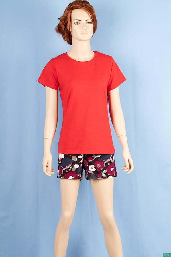Ladies round neck regular fit short sleeve T-shirts.