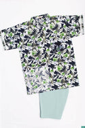 Men’s half sleeve slim fit greenish white jungle prints summer Shirts.