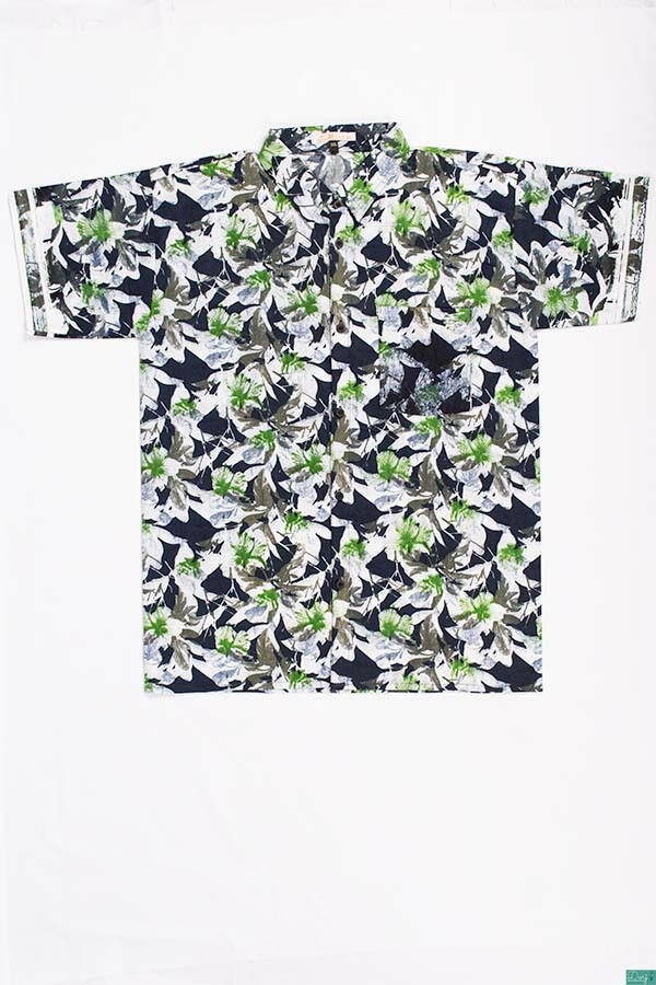 Men’s half sleeve slim fit greenish white jungle prints summer Shirts.