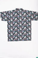 Men’s half sleeve slim fit White purplish ash floral print summer Shirts on jungle green.