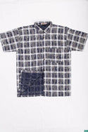 Men’s half sleeve slim fit summer Shirts on Navy and cream square pattern prints.