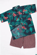 Men’s half sleeve slim fit summer red floral shirts with green In various colours.
