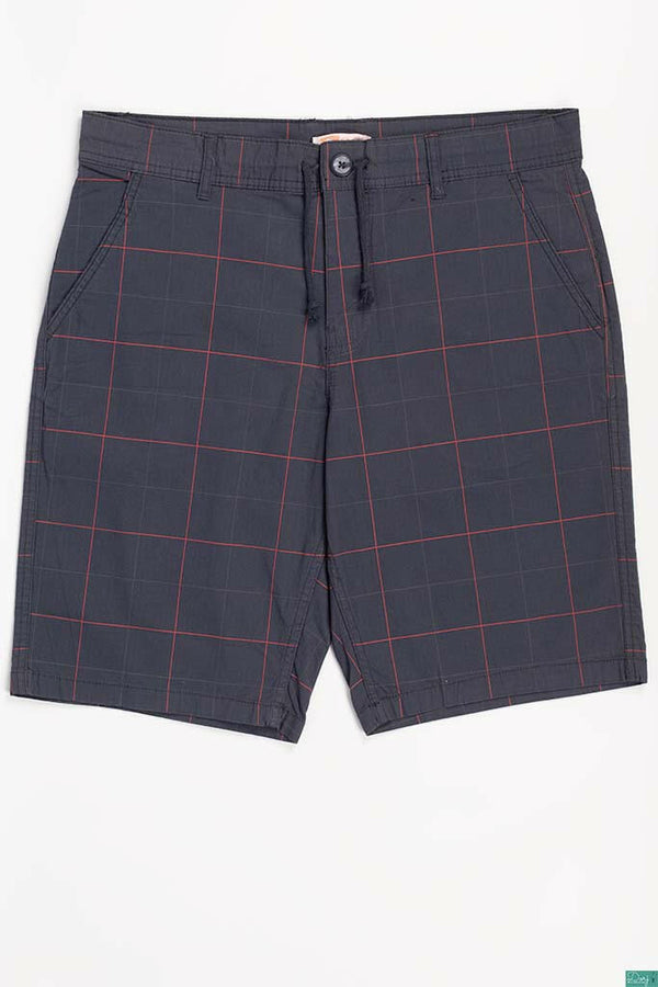 Men’s Casual Shorts are with pockets drawstring waist in charcoal and black & red check colour.