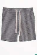 Men’s Comfortable stylish, Casual Shorts with pockets and elastic drawstring waist in Black & Grey Plaids colours.