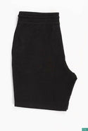 Men’s Comfortable Casual Shorts with pockets and elastic drawstring waist in Black.