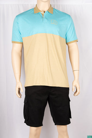 Buy sky-blue-shades-with-light-olive-green Men&#39;s Colour Block Shade Polo