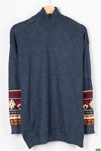 Men’s full sleeve oversized high neck loose fit sweater in various colours with nice knitted design in hand.