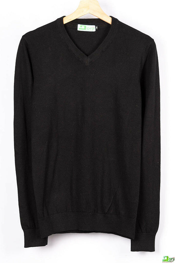 Men's V neck loose fit full sleeve soft light sweater