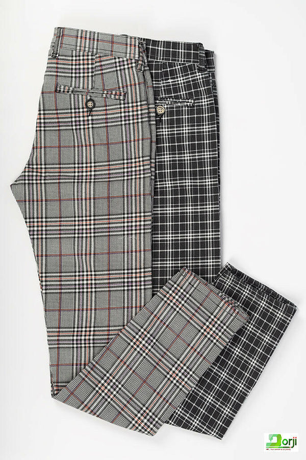 Men's slim fit Check Pants