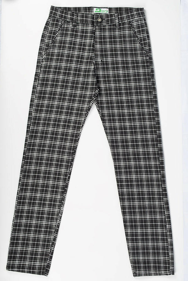 Men's slim fit black and white Check Pants