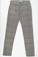 Men's slim fit black, white and orange Check Pants