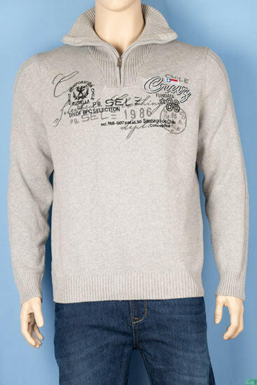 Men’s full sleeve casual fit high neck 1/4 zip sweater.