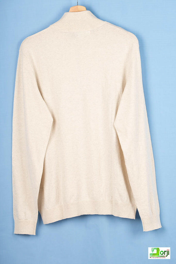Men’s  Off White zip Full Sleeve Sweater - Dorji