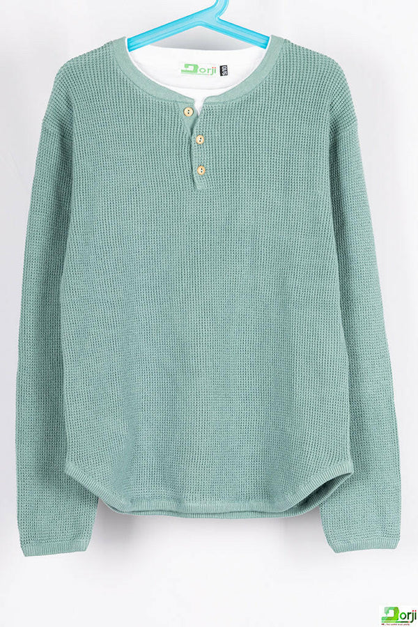 Boy's full sleeve round neck casual fit knitted T-shirt