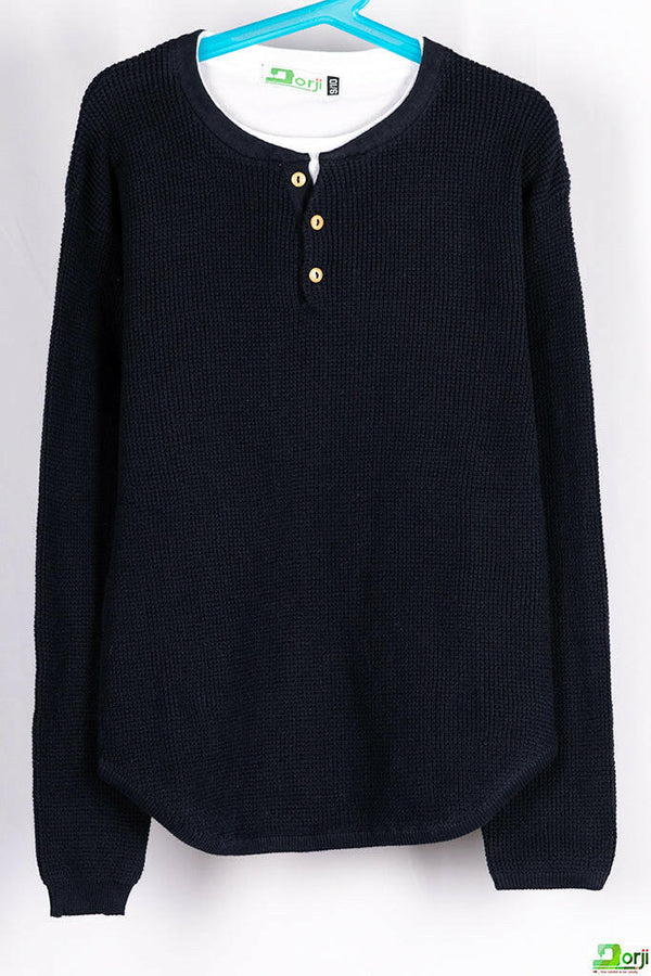 Boy's full sleeve round neck casual fit knitted T-shirt