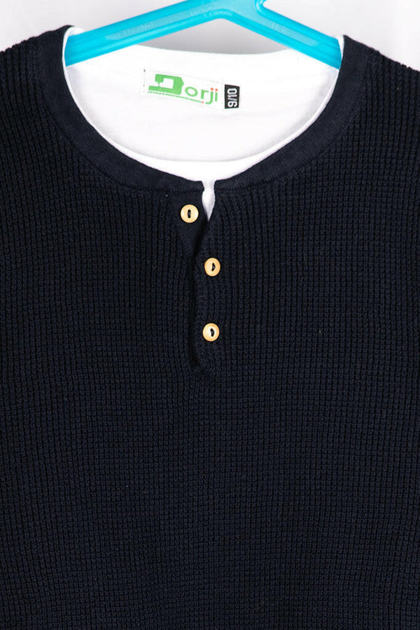 Boy's full sleeve round neck casual fit knitted T-shirt