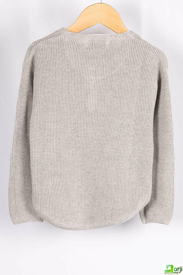 Boy's full sleeve round neck casual fit knitted T-shirt