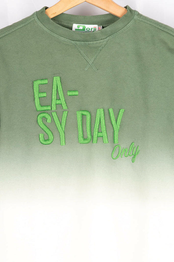 Boy's crew neck casual fit full sleeve jumper in Olive-White shade.