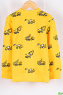 Boy's Crew neck casual fit full sleeve excavator jumper in yellow.