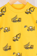 Boy's Crew neck casual fit full sleeve excavator jumper in yellow.