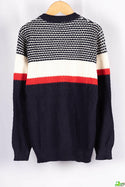 Boy's Crew neck casual fit full sleeve knitted 3 shades jumper in B&W and Red.