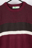 Boy's Crew neck casual fit full sleeve basket knitted jumper in Burgundy with B&W colour.