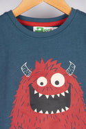 Boy's Crew neck casual fit full sleeve Red Monster jumper in Blue.