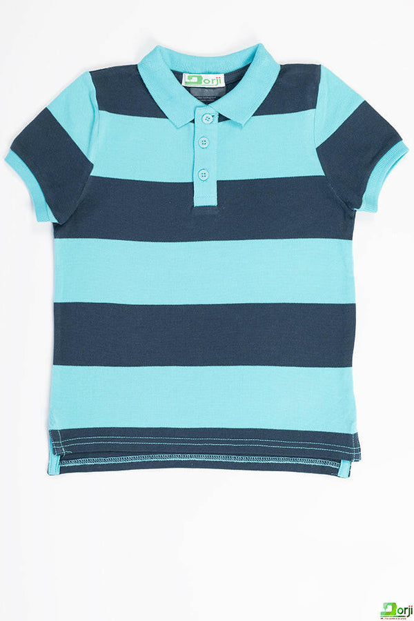 Boy's short sleeve slim fit Stripe polo