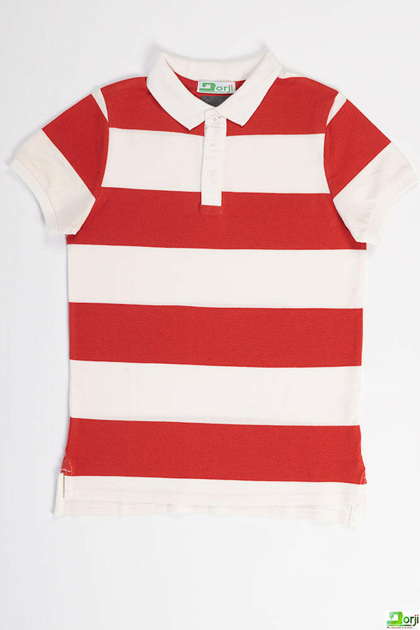 Boy's short sleeve slim fit Stripe polo