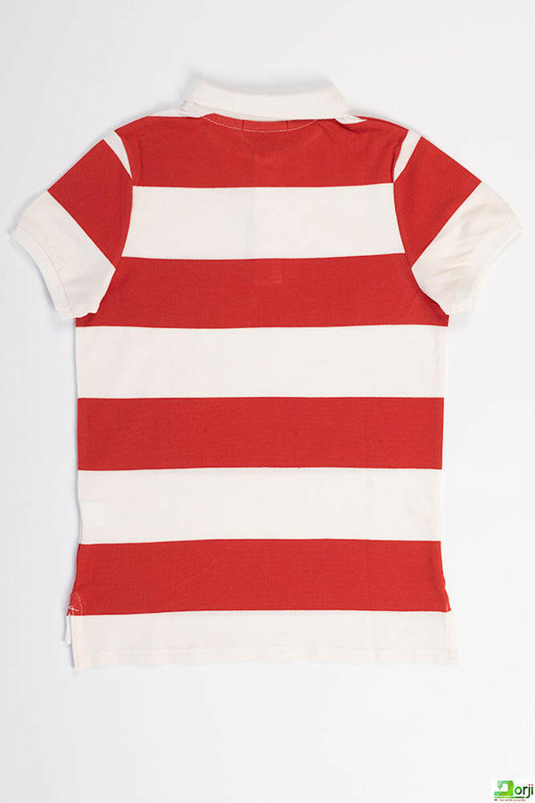 Boy's short sleeve slim fit Stripe polo