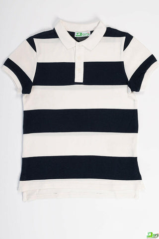 Boy's short sleeve slim fit Stripe polo
