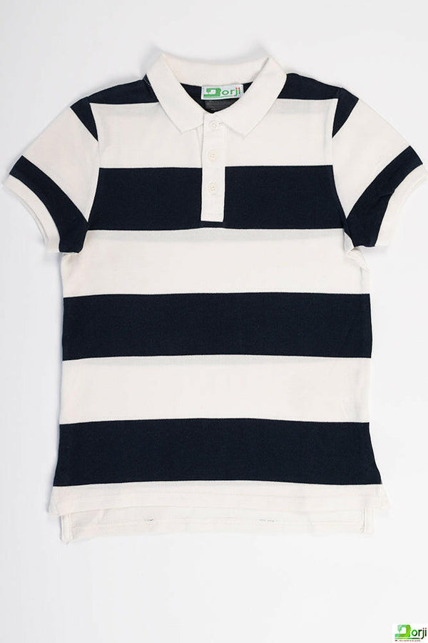 Boy's short sleeve slim fit Stripe polo